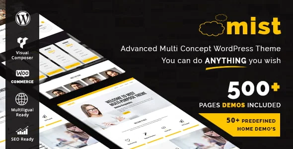 Mist - Advanced Multi-Concept WordPress Theme — homepage layout