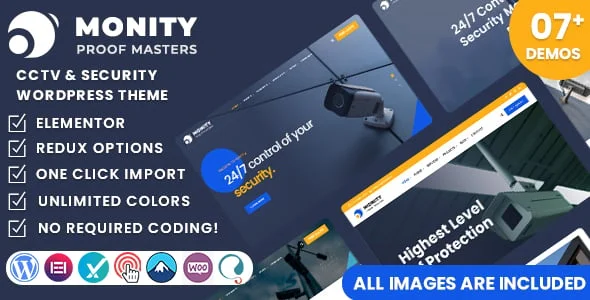 Monity - CCTV & Security WordPress Theme — homepage layout