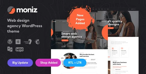Moniz - Web Design Agency WordPress Theme — homepage layout