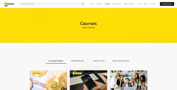 Monyxi | ICO Cryptocurrency Trading WordPress Theme — interior page design