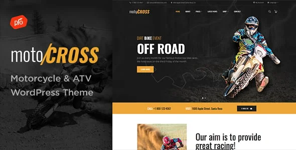 motoCROSS - Motorcycle & ATV WordPress Theme — homepage layout