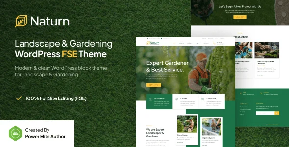 Naturn – Landscape & Gardening Gutenverse FSE WordPress Block Theme — homepage layout