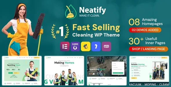 Neatify - Cleaning Services WordPress Theme — homepage layout