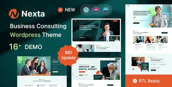 Nexta - Business Consulting Wordpress Theme — homepage layout