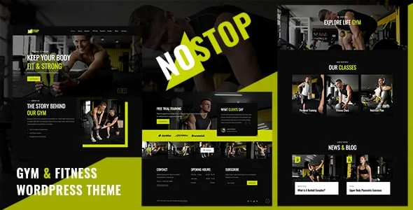 NoStop - Gym and Fitness WordPress — homepage layout