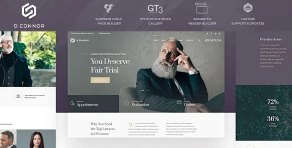 Oconnor - Lawyer WordPress Theme — homepage layout