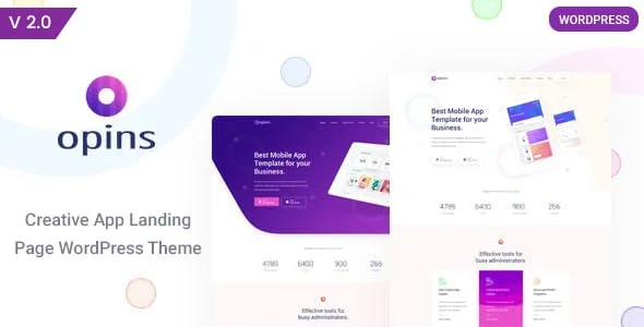 Opins - App Landing  WordPress Theme — homepage layout