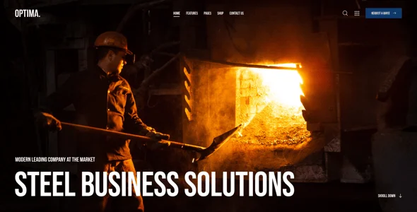 Optima | Steel Factory & Industrial Plant WordPress Theme — design detail view