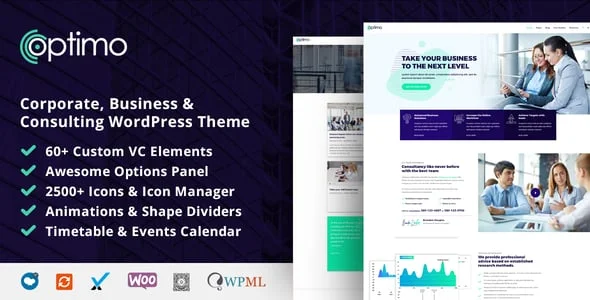 Optimo - Responsive Multi-Purpose WordPress Theme — homepage layout