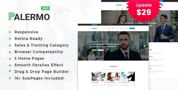 Palermo - Business Consulting and Professional Services WordPress Theme — homepage layout