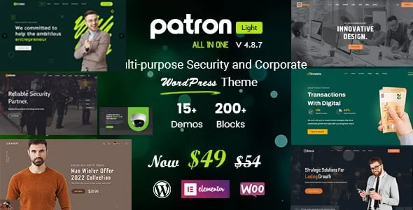 Patron - Security Company WordPress Theme — homepage layout