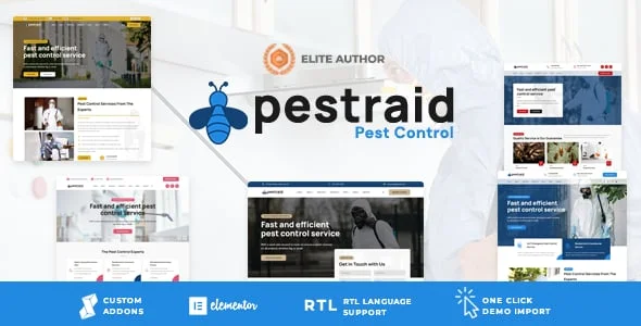 PestRaid - Pest Control WordPress Theme — homepage layout