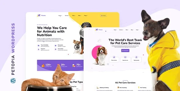 Petopia – Pet Care Service WordPress Theme — homepage layout