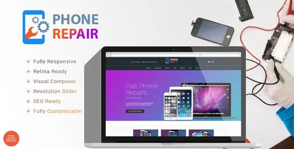 PhoneRepair - Mobile Device Shop WordPress Theme — homepage layout