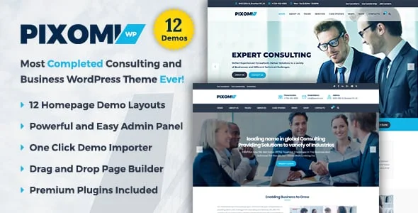 Pixomi - A Modern Consulting and Business WordPress Theme — homepage layout