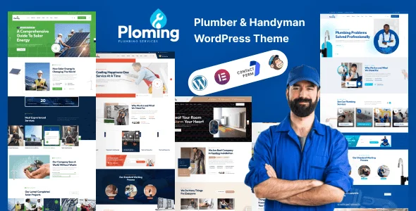 Ploming - Plumber & Handyman WordPress Theme — homepage layout
