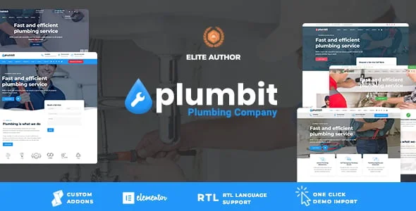 Plumbit - Plumbing WordPress Theme — homepage layout