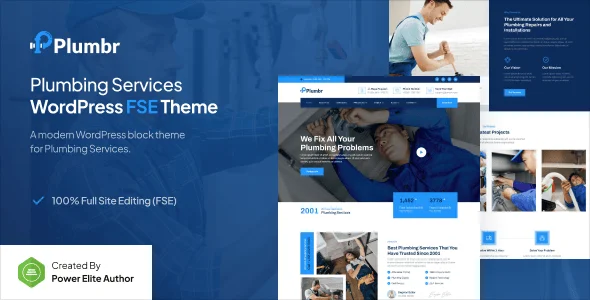 Plumbr - Plumbing Services Gutenverse FSE WordPress Block Theme — homepage layout