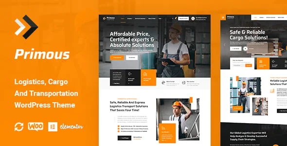 Primous - Logistics Cargo & Transport WordPress Theme — homepage layout
