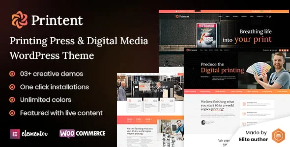 Printent - Printing Press & Digital Media WordPress Theme — homepage layout