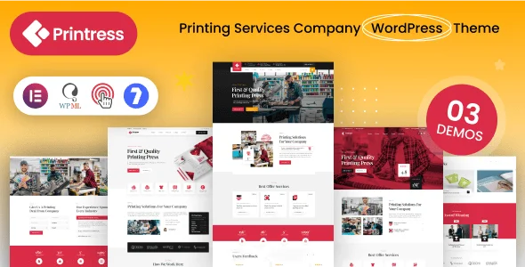 Printress - Printing Services Company WordPress — homepage layout