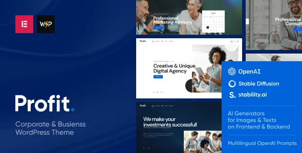 Profit - Business WordPress Theme — homepage layout