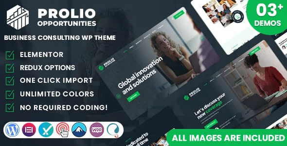 Prolio - Business Consulting WordPress Theme — homepage layout