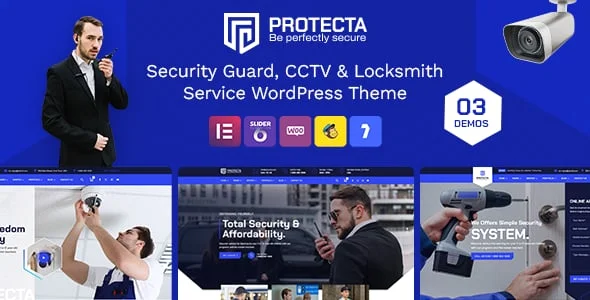 Protecta - Security and CCTV WordPress Theme — homepage layout