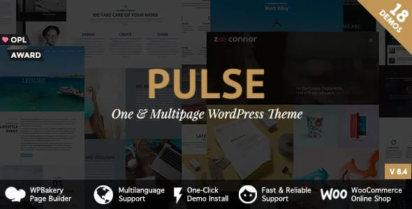 Pulse - Premier WordPress Theme — homepage layout