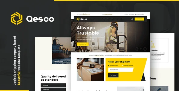 Qesco | Logistic Shipping Company WordPress Theme — homepage layout