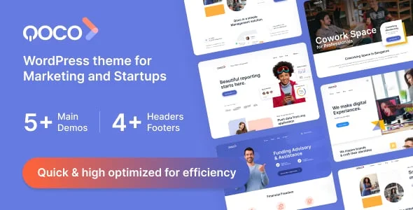Qoco - Business, Marketing and Finance WordPress theme — homepage layout