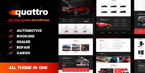 Quattro - Auto Booking WordPress Theme — homepage layout