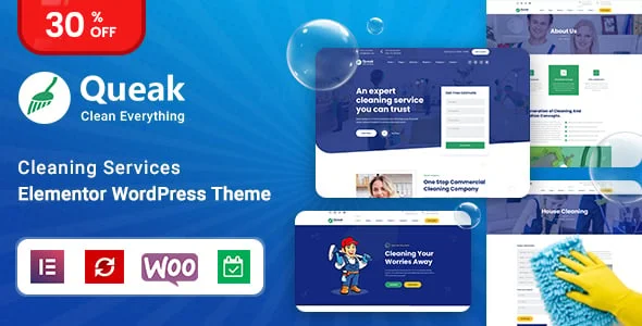 Queak - Cleaning Services WordPress Theme — homepage layout