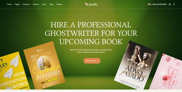 Quilly - Authors and Publishers WordPress Theme — interior page design