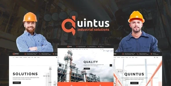 Quintus - Industrial & Engineering WordPress Theme — homepage layout