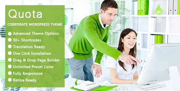 Quota - Business & Corporate Responsive WordPress Theme — homepage layout