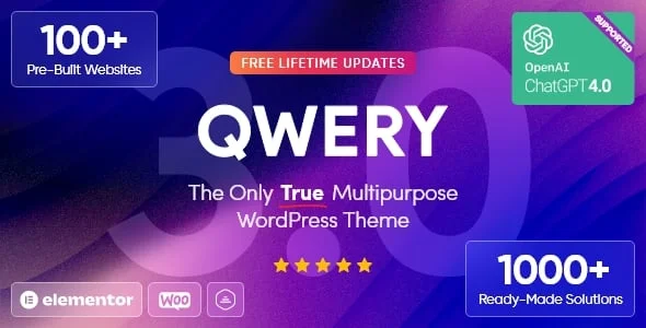 Qwery - Multi-Purpose Business WordPress & WooCommerce Theme + AI Features — homepage layout