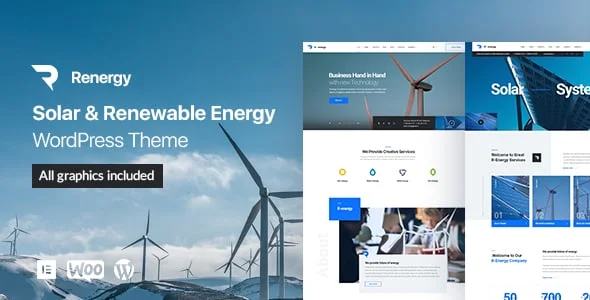 R-energy - Solar and Renewable Energy WordPress Theme — homepage layout