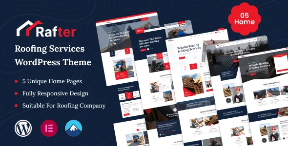 Rafter – Roofing Services WordPress Theme — homepage layout