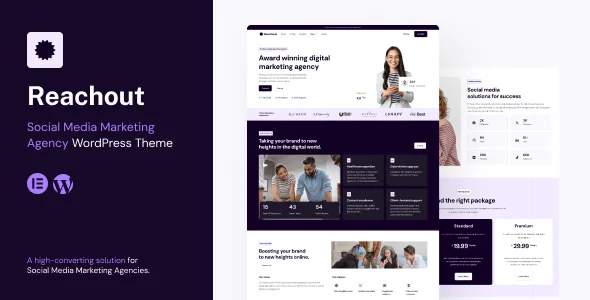 Reachout - Social Media Marketing Agency WordPress Theme — homepage layout
