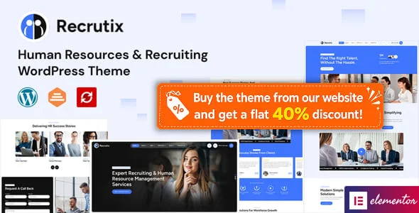 Recrutix - Human Resources & Recruiting WordPress Theme — homepage layout