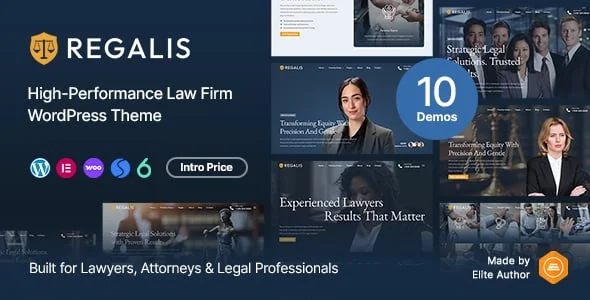 Regalis - Lawyer, Attorney and Law Firms WordPress Theme — homepage layout