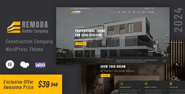 Remoda - Construction WordPress Theme — homepage layout