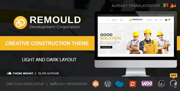 Remould | Construction & Building WordPress Theme — homepage layout