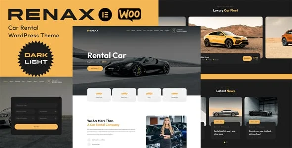 Renax - Car Rental Elementor WordPress Theme — homepage layout