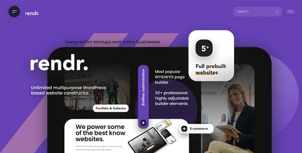 Rendr - Tech Startup & Business WordPress Theme — interior page design