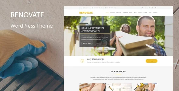 Renovate - Construction WordPress Theme — homepage layout
