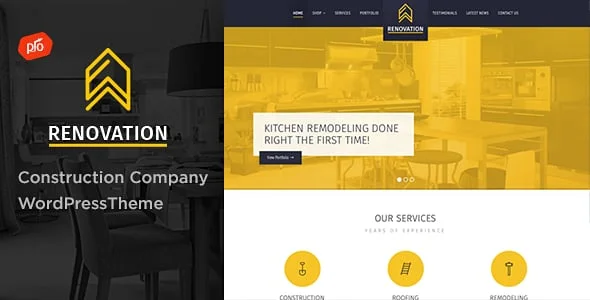 Renovation - Construction Company WordPress Theme — homepage layout