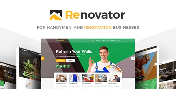 Renovator - Contractors and Renovation Business WordPress Theme — homepage layout