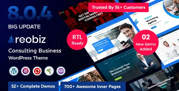 Reobiz - Consulting Business WordPress Theme — homepage layout